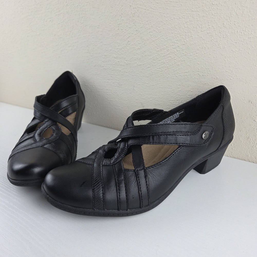 Earth Origins Marietta Macey Shoes Black Leather Comfort Heels Women's Size 9 M